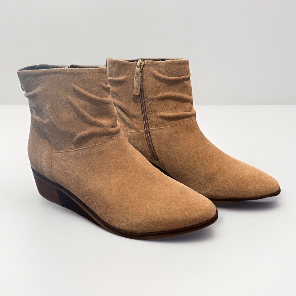 Cole Haan Women's Maple Suede Slouchy Booties Size 9.5 B Side Zip Beige Boho